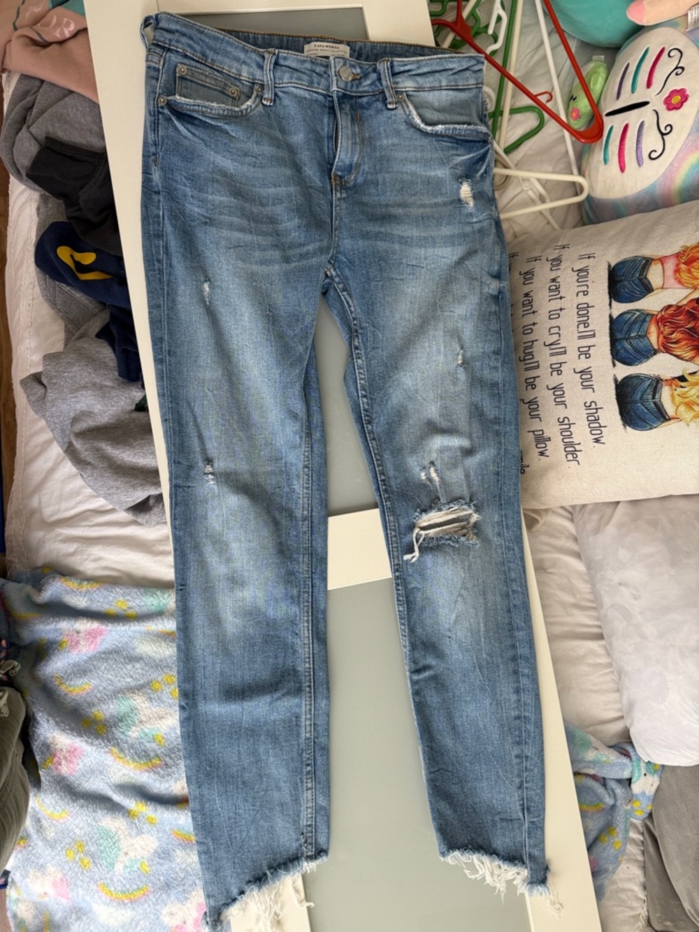 Zara Medium Blue Distressed Skinny Jeans
